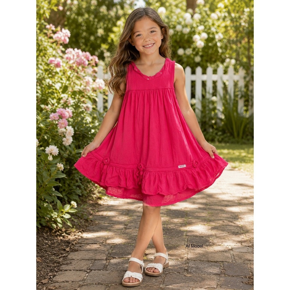 Naartjie Kids Girls Pink Sleeveless Ruffle Hem Dress size XXL 8 Boutique Twirl
